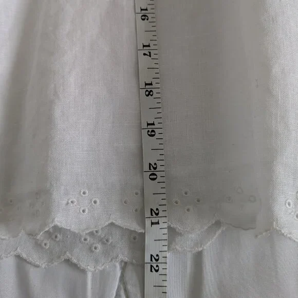 J. Crew Top Women's Size 2 White Scalloped Split-Back Linen Eyelet Blouse #C4806 - Picture 14 of 14